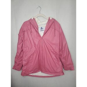 Misty Harbor Women's Fleece Lined Vintage Oversized Pink Rain Jacket Gorpcore